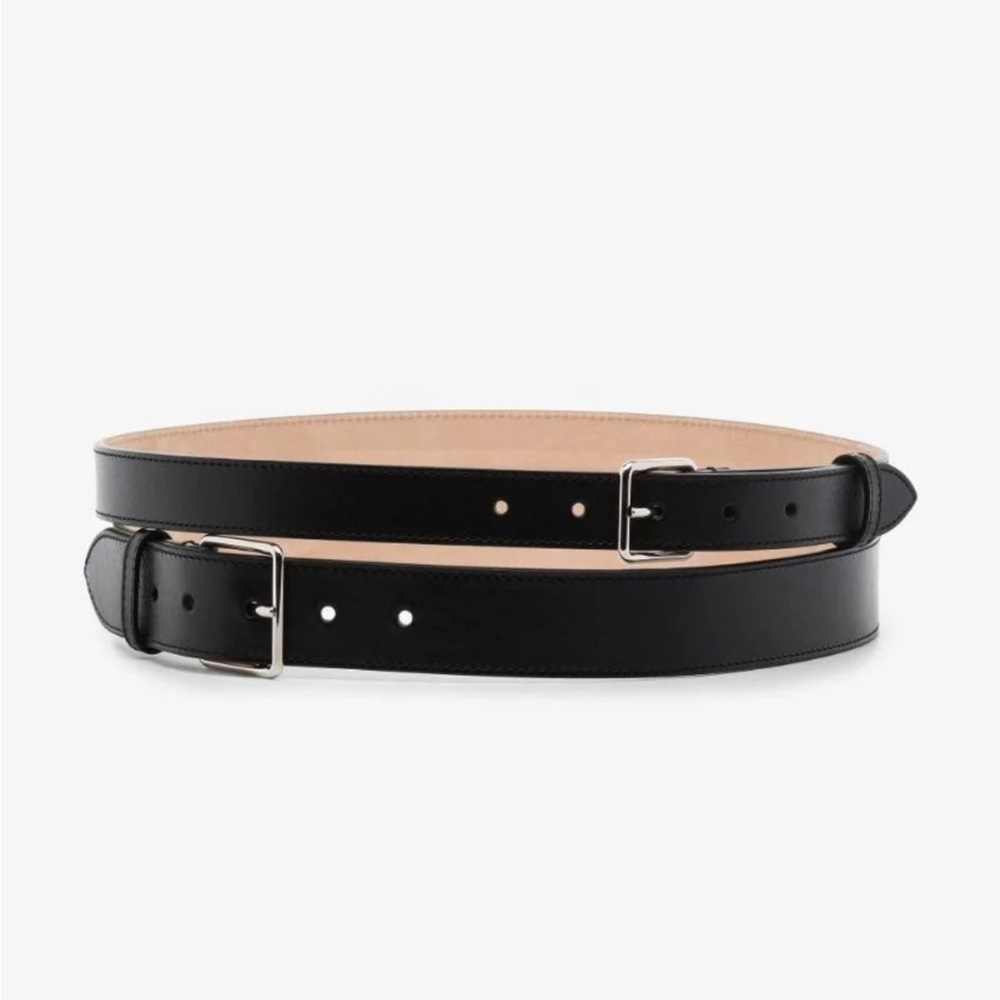 Alexander McQueen Black Double Leather Belt